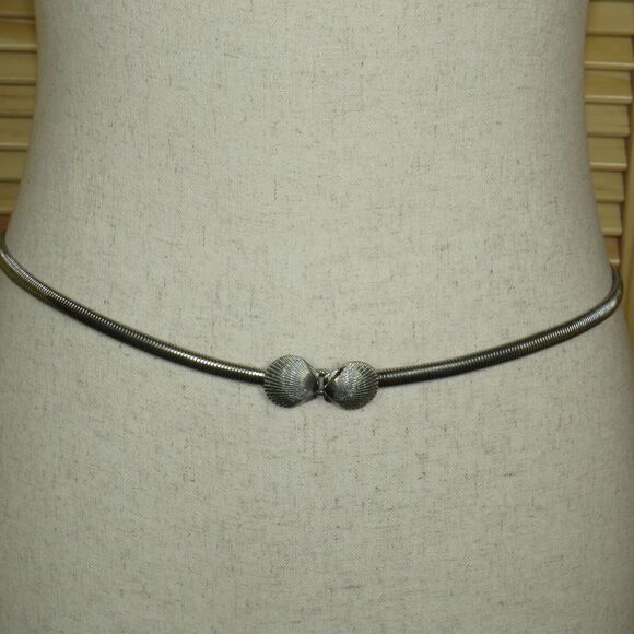 Mimi Di Niscemi Vintage Scallop Shell Seashell Silver Tone Stretch Belt Size M-L - Picture 8 of 11